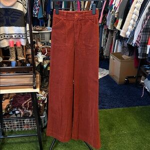 Rust Corduroy Wide-Leg Pants